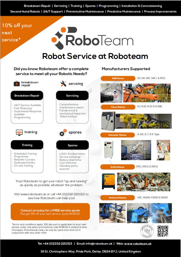 New Robot Servicing Flyer - Call Us 01332 220313